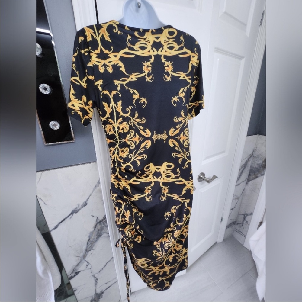 💛💛💛Versace INSPIRED Black and Gold Sheath Mini/Maxi Dress
